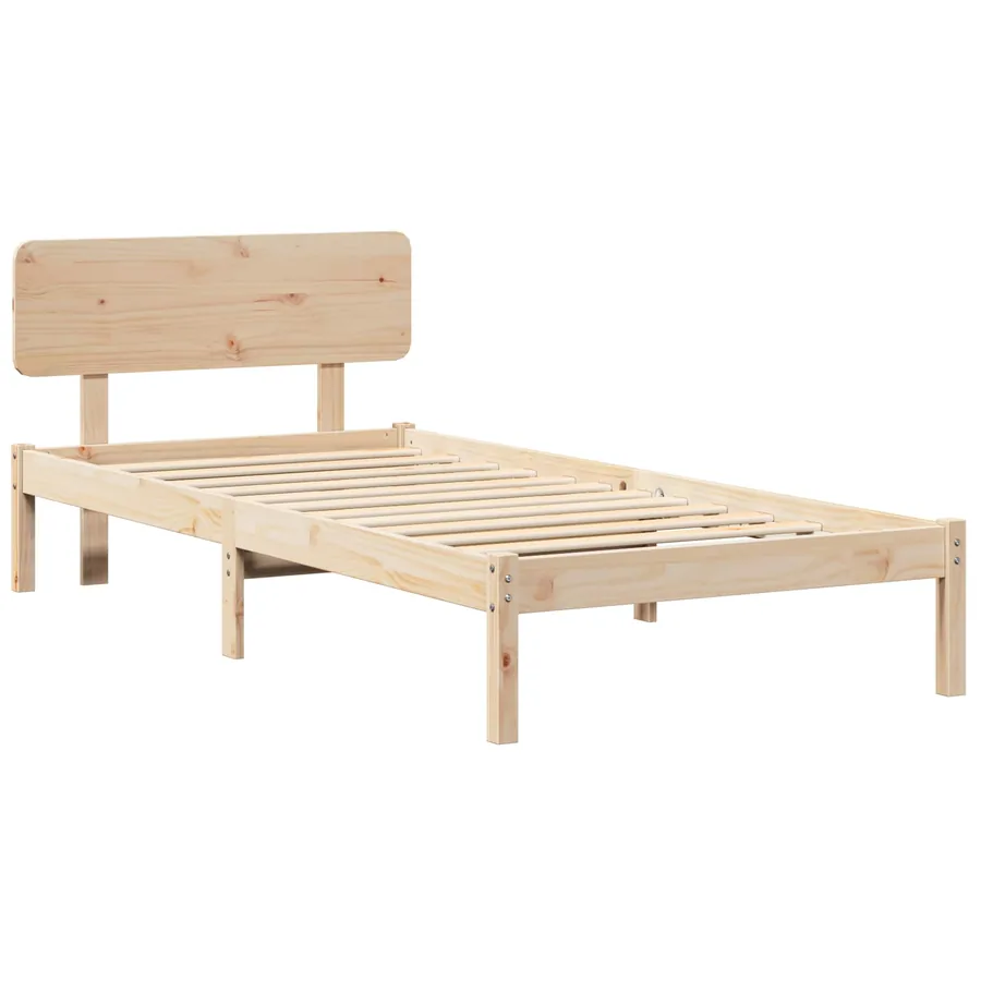 Cadre de lit avec tête de lit Naturel 90 x 190 cm Pin massif - 2