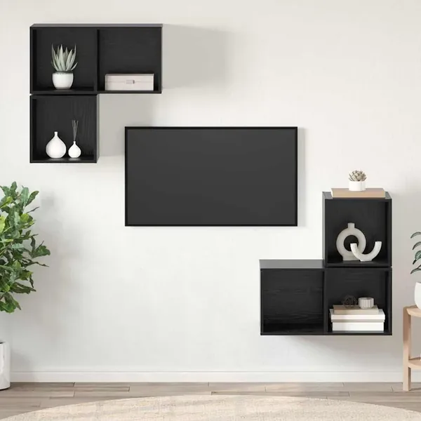 Ensemble meuble TV 4 pcs Chêne noir Bois d'ingénierie