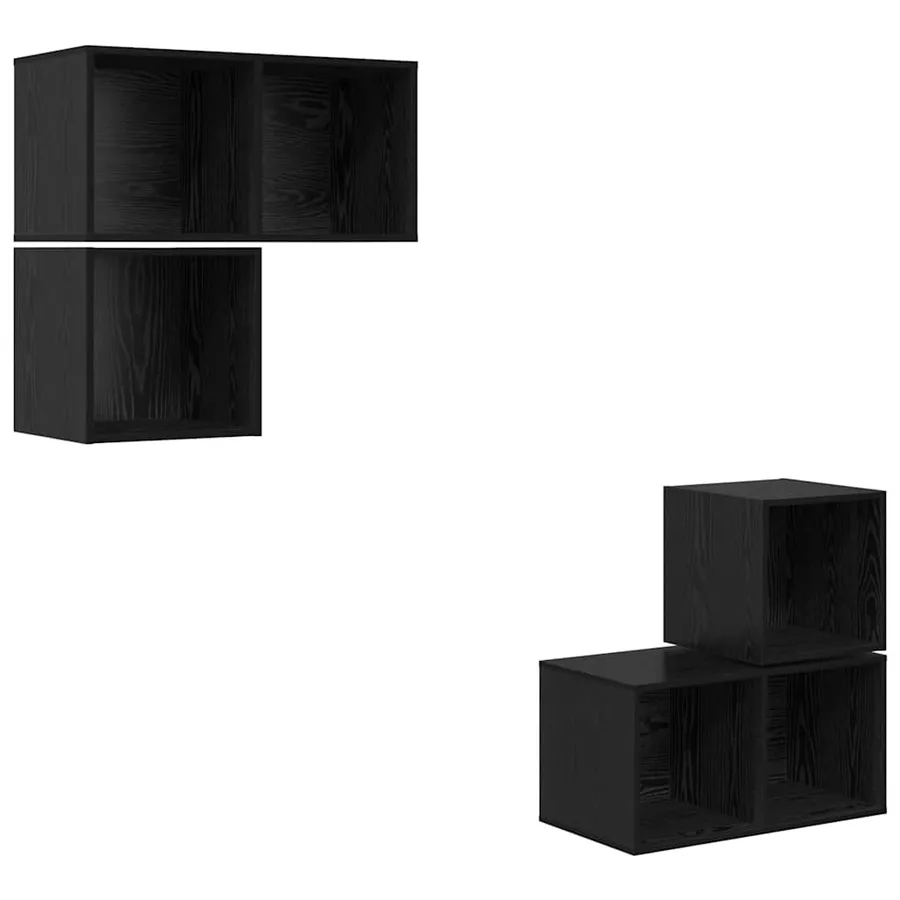 Ensemble meuble TV 4 pcs Chêne noir Bois d'ingénierie - 2