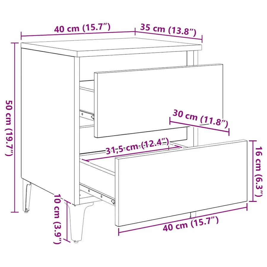 Cabinet de chevet Chêne artisanal 40 x 35 x 50 cm - 12