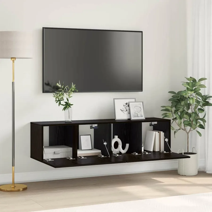 Ensemble meuble TV 2 pcs Noir 60 x 30 x 30 cm Bois d'ingénierie