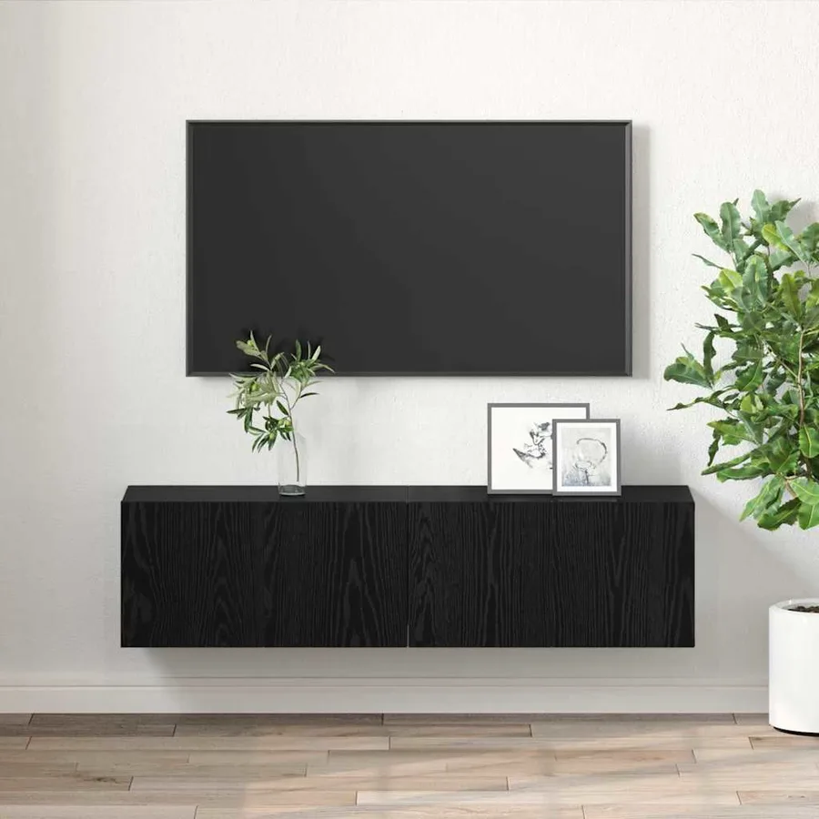 Ensemble meuble TV 2 pcs Noir 60 x 30 x 30 cm Bois d'ingénierie - 4