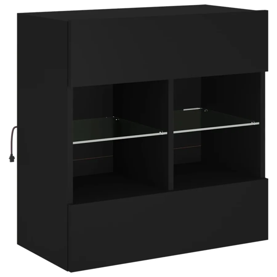 Meuble TV mural avec lumières LED noir 58,5x30x60,5 cm - 5