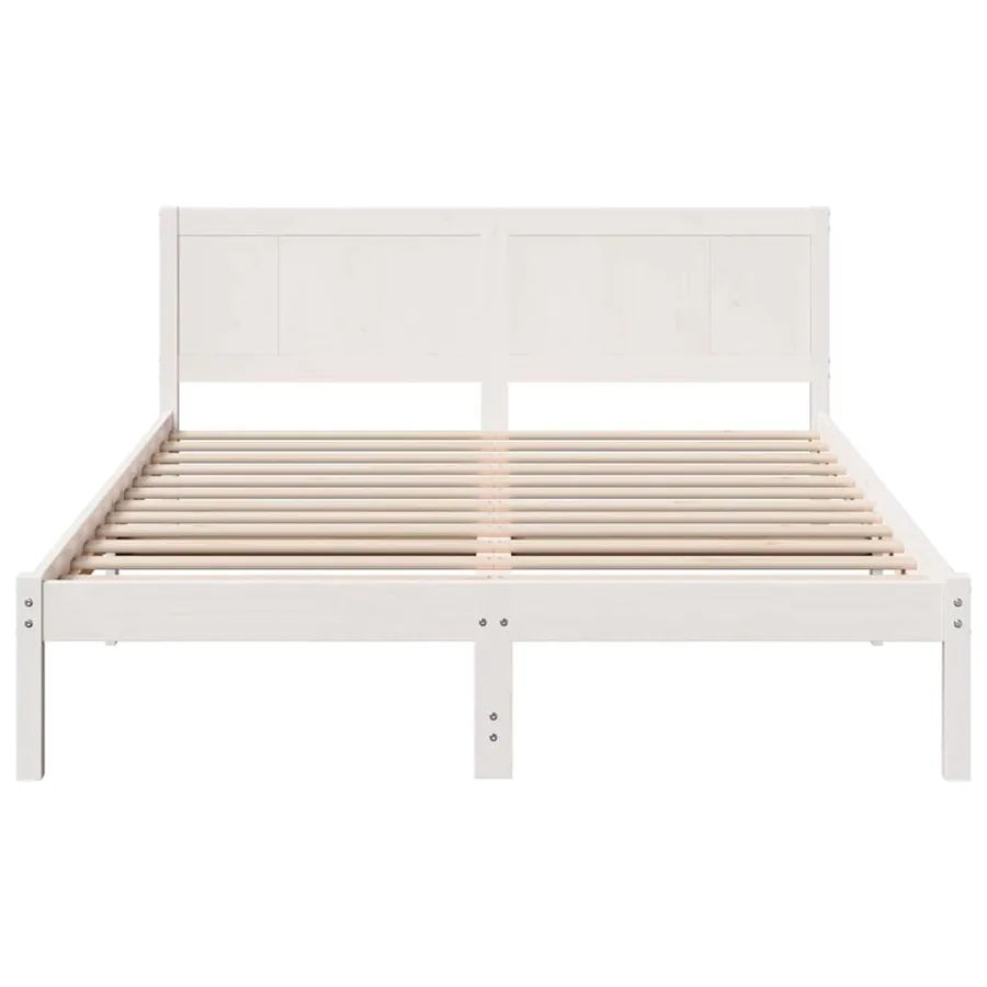 Cadre de lit Blanc 140 x 200 cm Bois de pin massif - 5