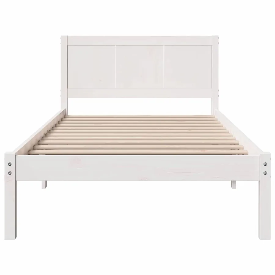 Cadre de lit Blanc 100 x 200 cm Bois de pin massif - 5