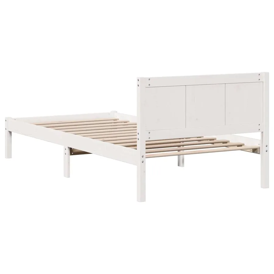 Cadre de lit Blanc 100 x 200 cm Bois de pin massif - 7