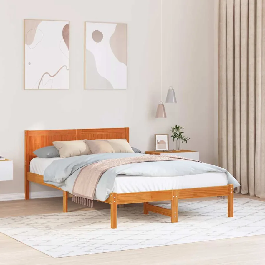 Cadre de lit Marron 140 x 190 cm Bois de pin massif