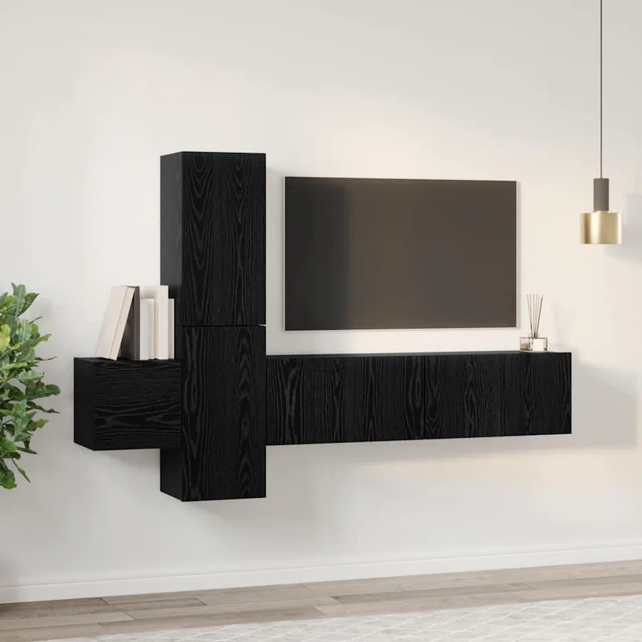 Ensemble meuble TV 5 pcs Chêne noir Bois d'ingénierie - 4