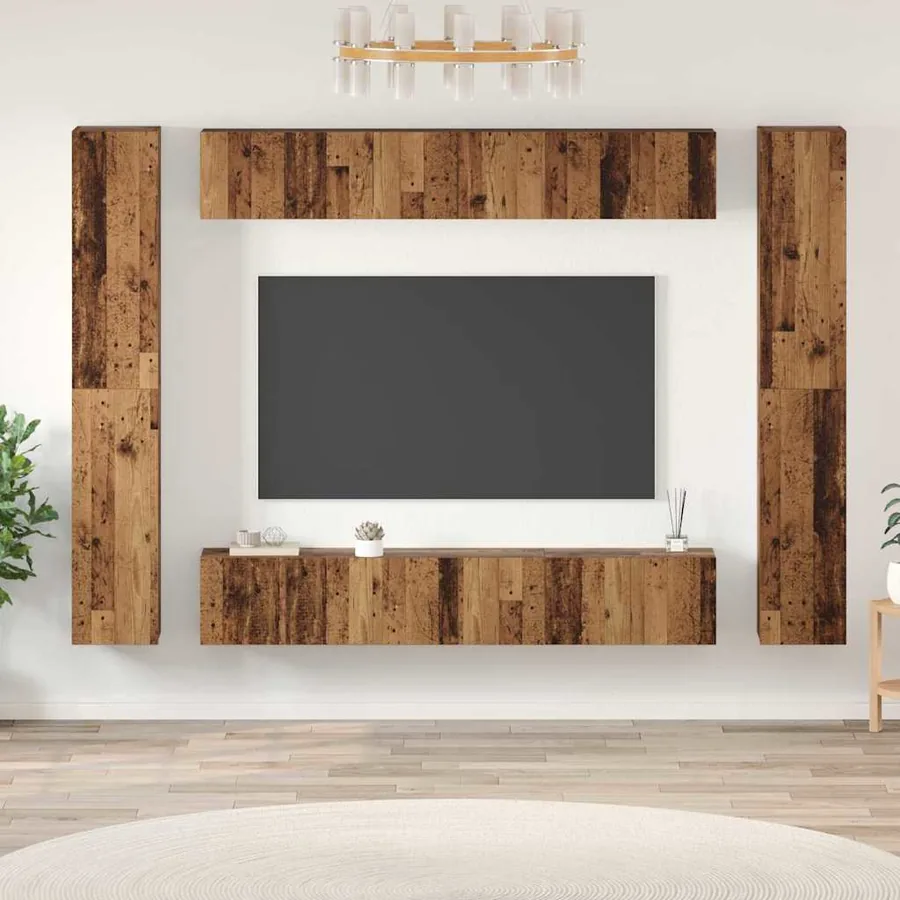 Ensemble meuble TV 10 pcs Bois Ancien Bois d'ingénierie