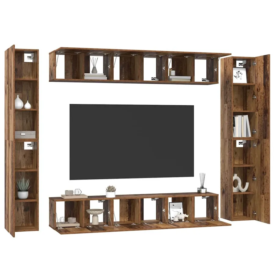 Ensemble meuble TV 10 pcs Bois Ancien Bois d'ingénierie - 3