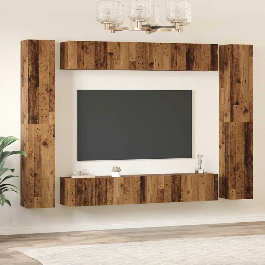 Ensemble meuble TV 10 pcs Bois Ancien Bois d'ingénierie - 4