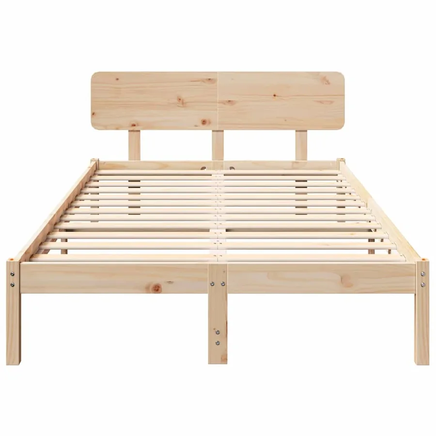 Cadre de lit avec tête de lit Naturel 120 x 190 cm Pin massif - 5