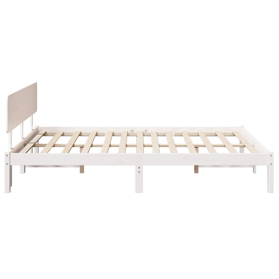Cadre de lit avec tête de lit Blanc 150 x 200 cm Pin massif - 4