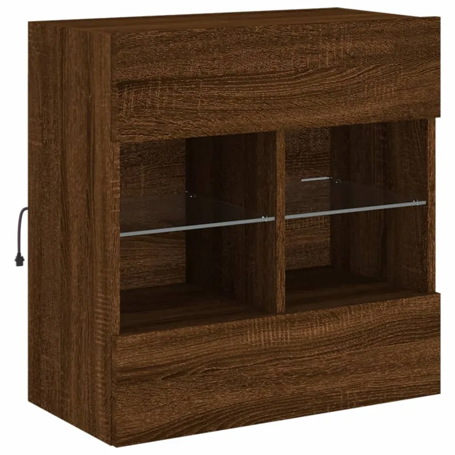 Meuble TV mural avec lumières LED chêne marron 58,5x30x60,5 cm - 5