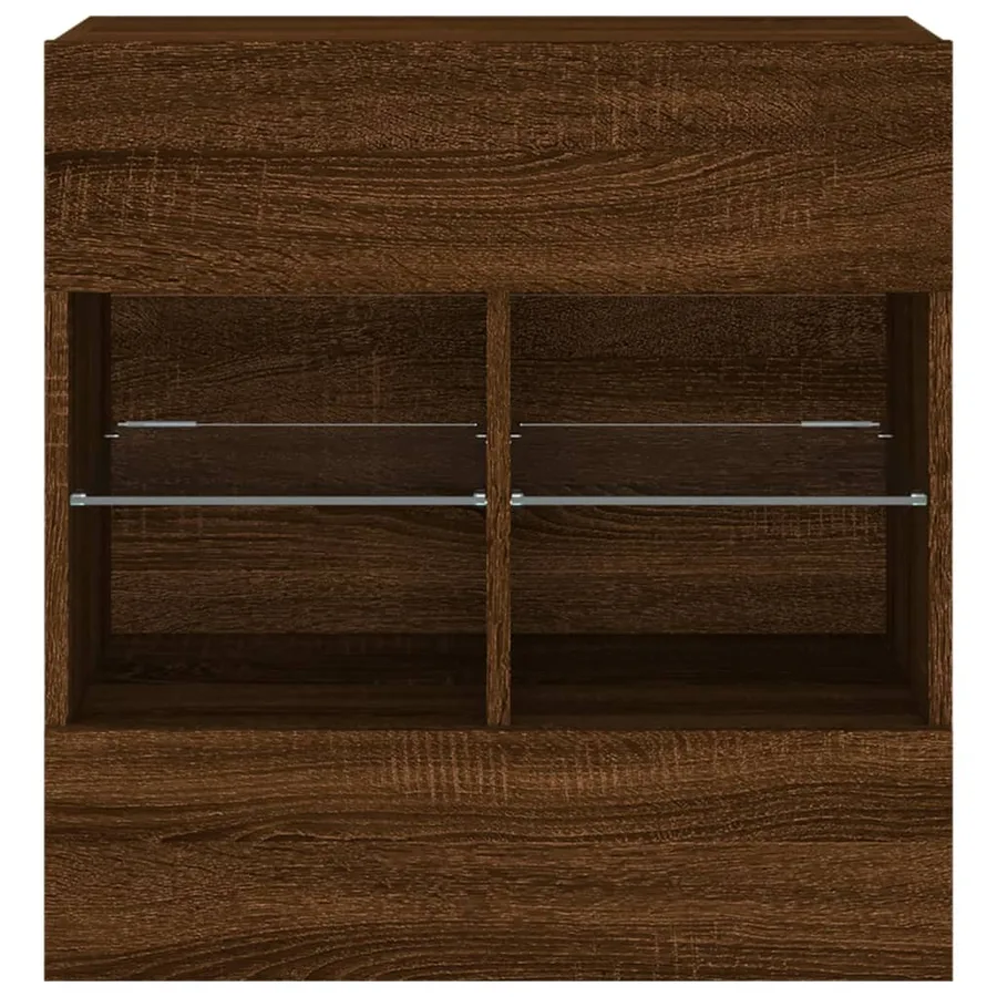 Meuble TV mural avec lumières LED chêne marron 58,5x30x60,5 cm - 6