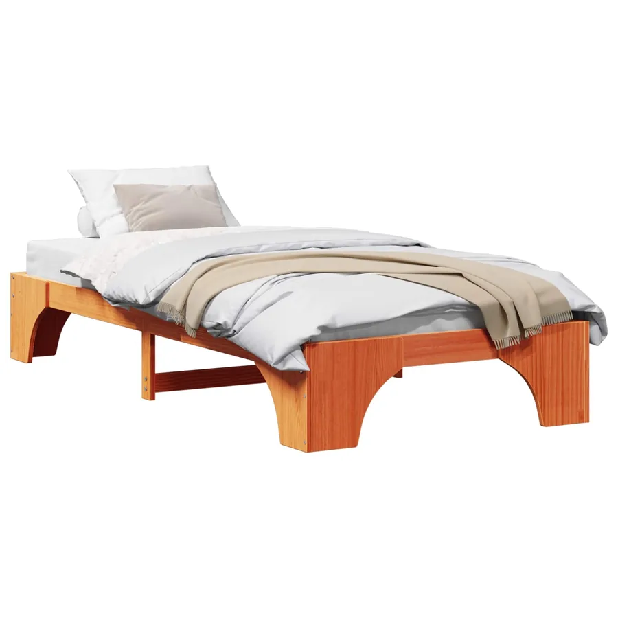 Cadre de lit Brun cire 100 x 200 cm Pin massif - 2