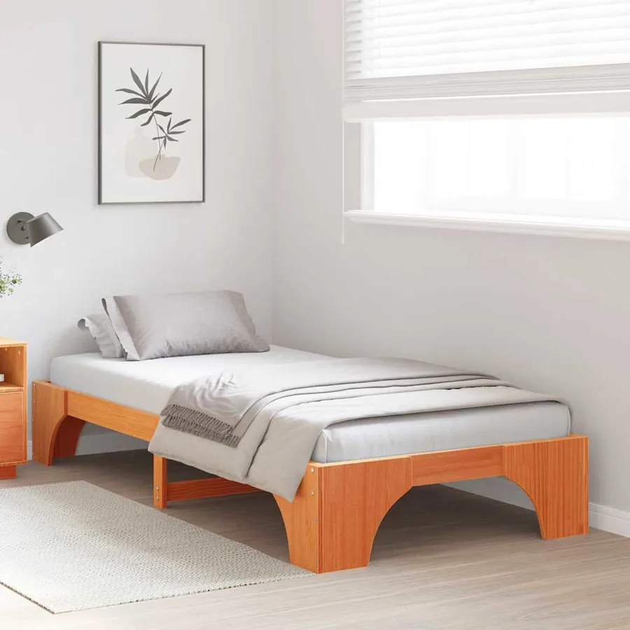 Cadre de lit Brun cire 100 x 200 cm Pin massif - 3