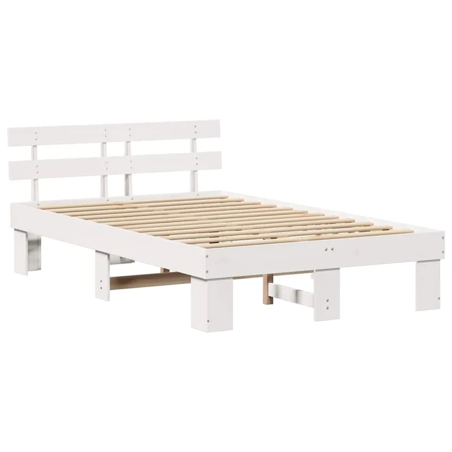 Cadre de lit avec tête de lit Blanc 120 x 190 cm Pin massif - 4
