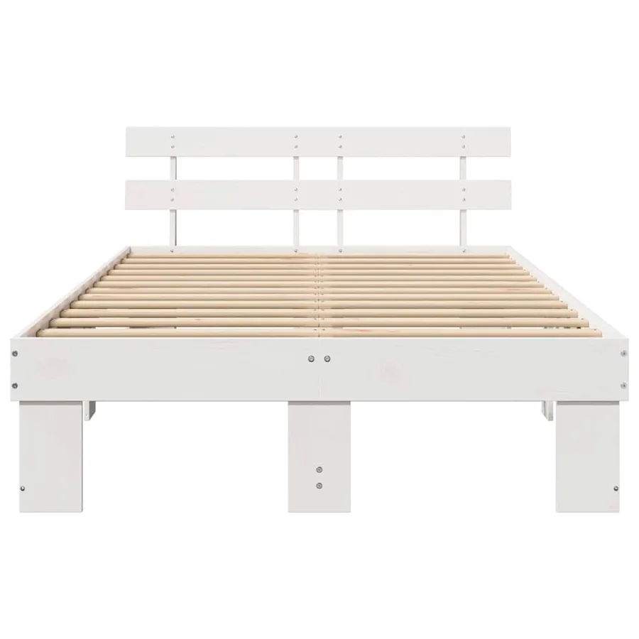 Cadre de lit avec tête de lit Blanc 120 x 190 cm Pin massif - 5