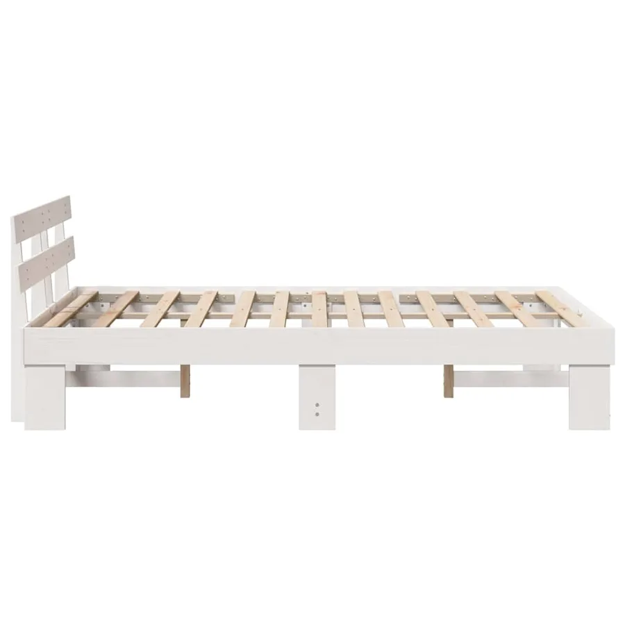 Cadre de lit avec tête de lit Blanc 120 x 190 cm Pin massif - 6
