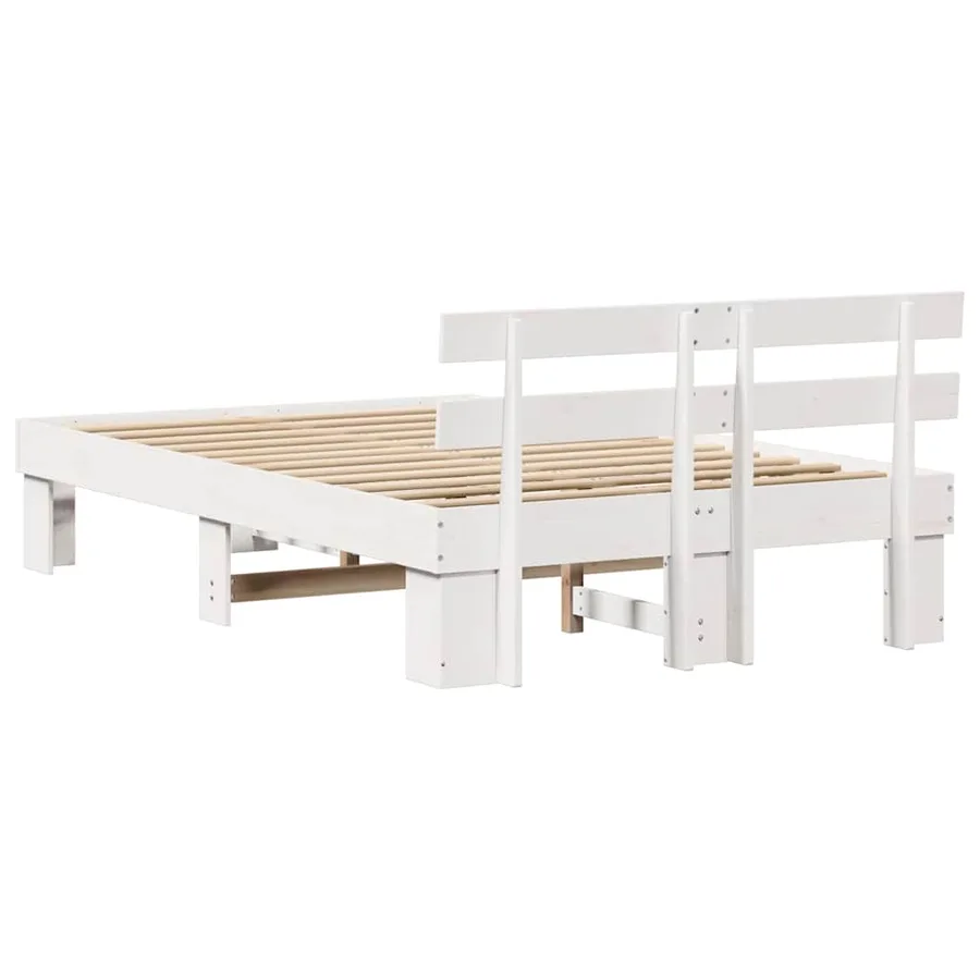 Cadre de lit avec tête de lit Blanc 120 x 190 cm Pin massif - 7