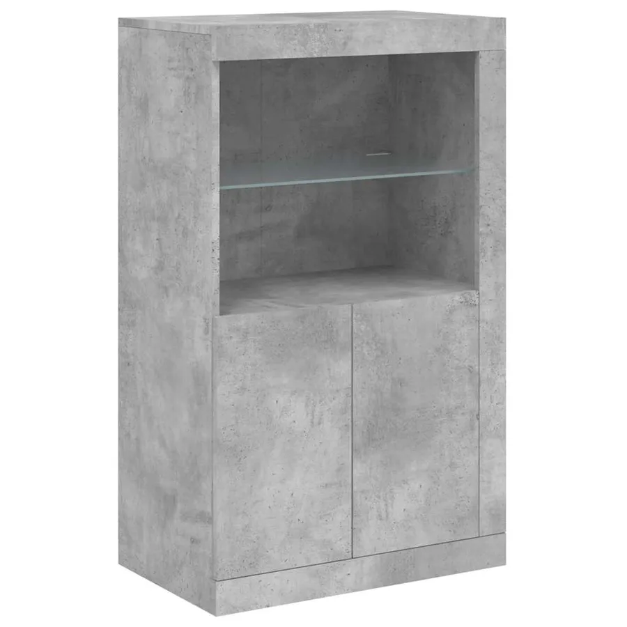 Buffet avec lumières LED gris béton 162x37x100 cm - 10
