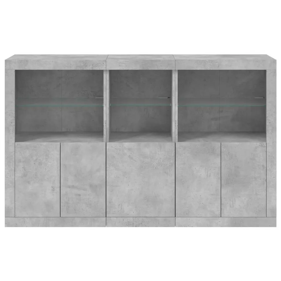 Buffet avec lumières LED gris béton 162x37x100 cm - 6