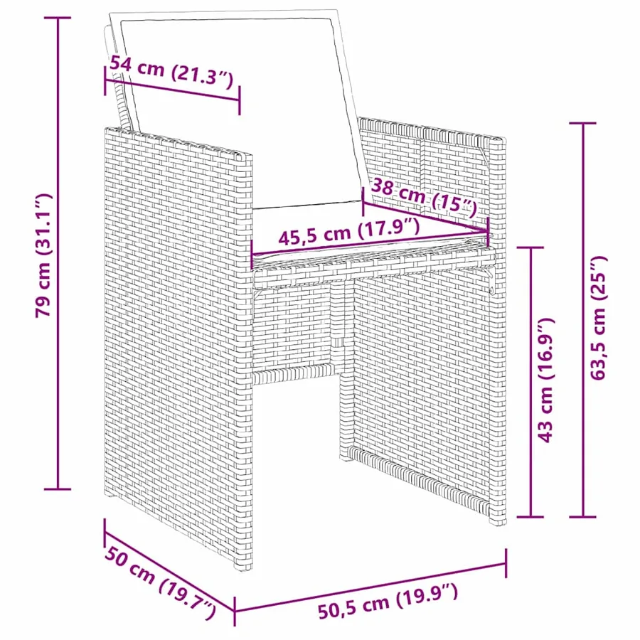 Ensemble de salle à manger pour jardin 5 pcs Marron polyrotin - 10