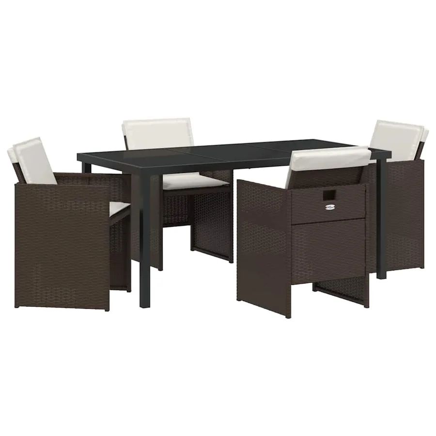 Ensemble de salle à manger pour jardin 5 pcs Marron polyrotin - 2