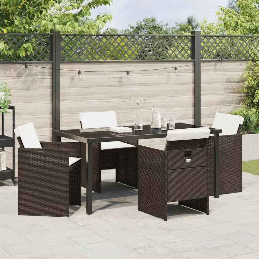 Ensemble de salle à manger pour jardin 5 pcs Marron polyrotin - 4