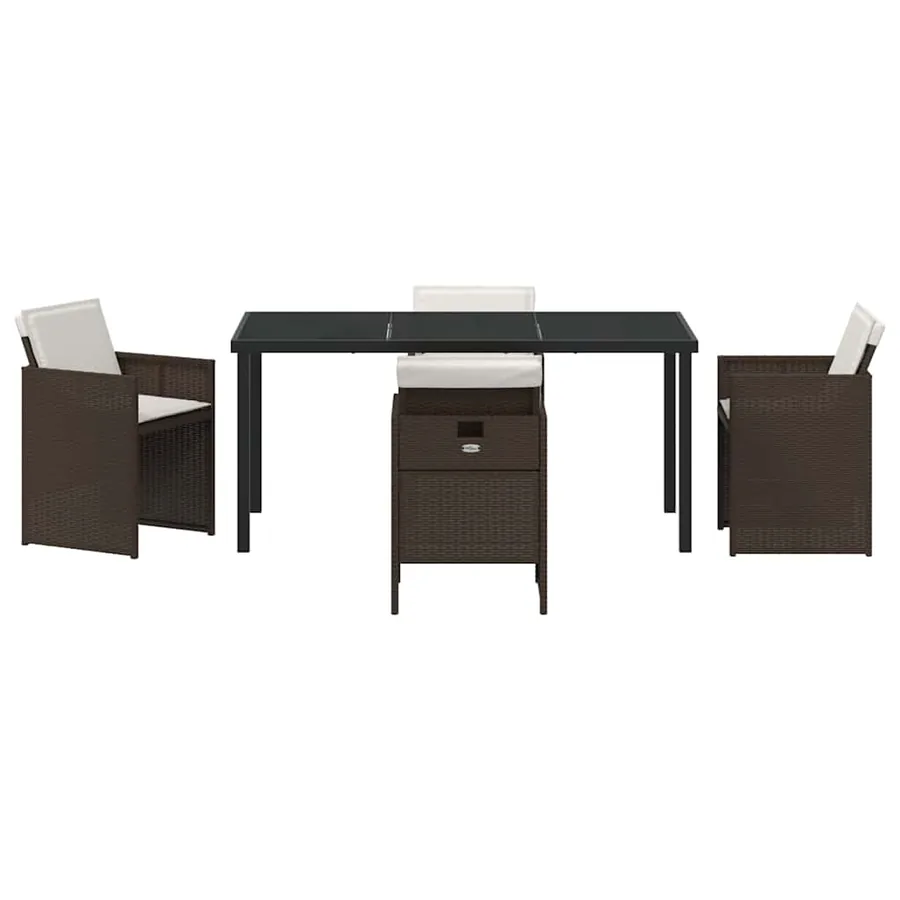 Ensemble de salle à manger pour jardin 5 pcs Marron polyrotin - 7