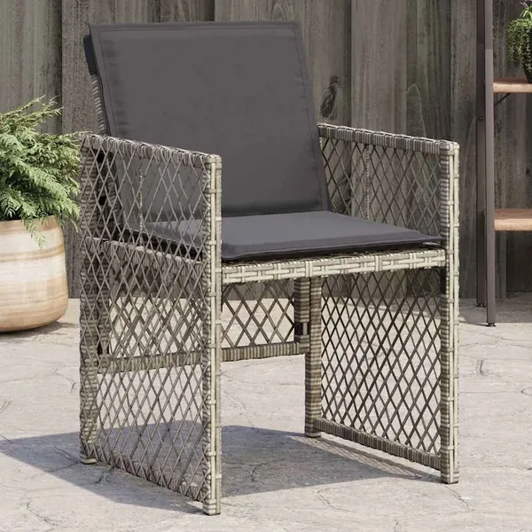 Chaises de jardin avec coussins lot de 4 gris résine tressée
