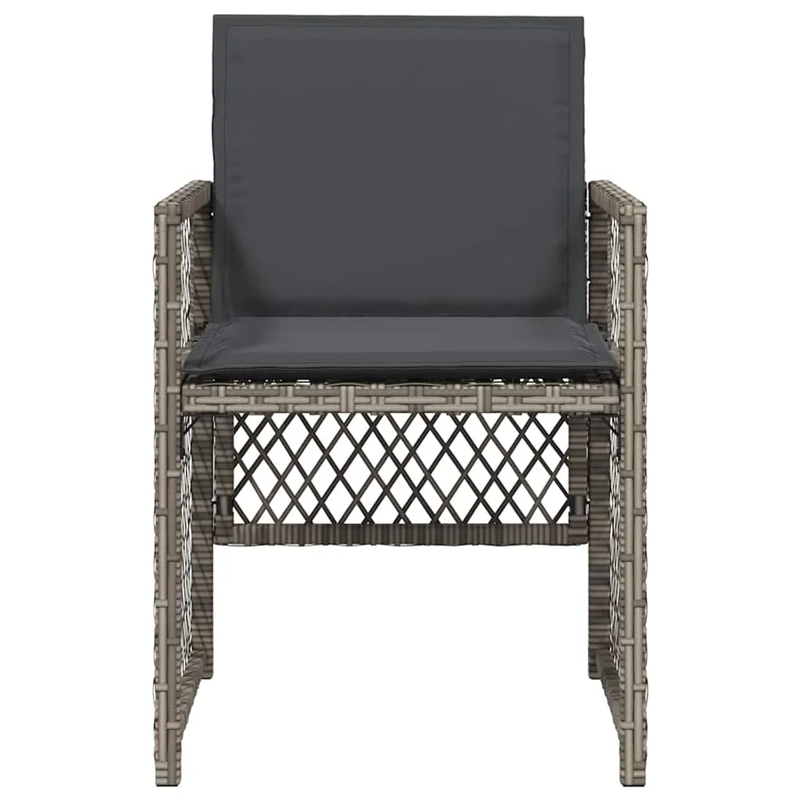 Chaises de jardin avec coussins lot de 4 gris résine tressée - 5