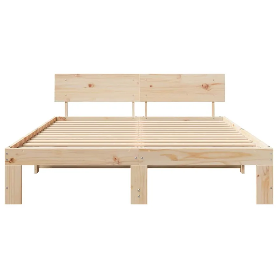 Cadre de lit avec tête de lit Naturel 160 x 200 cm Pin massif - 5