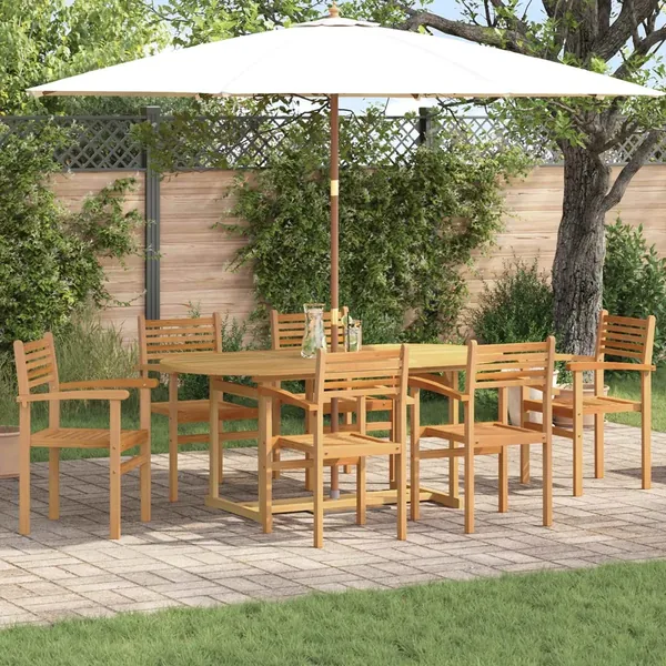 Ensemble de salle à manger pour jardin 7 pcs Marron
