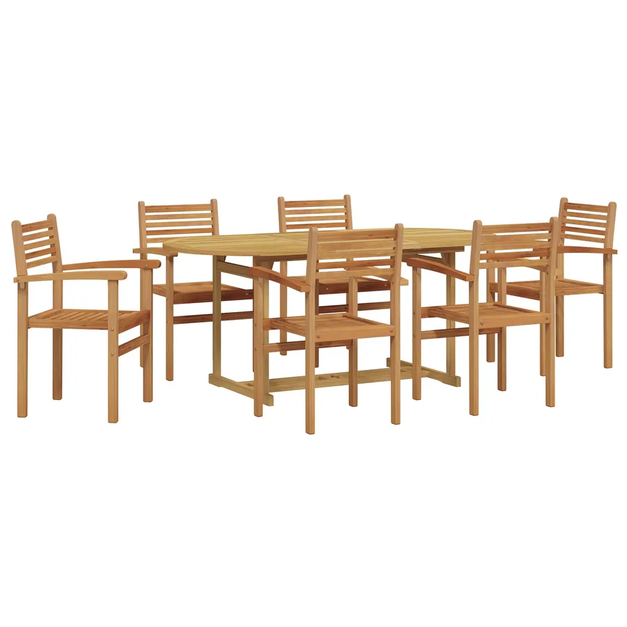 Ensemble de salle à manger pour jardin 7 pcs Marron - 2