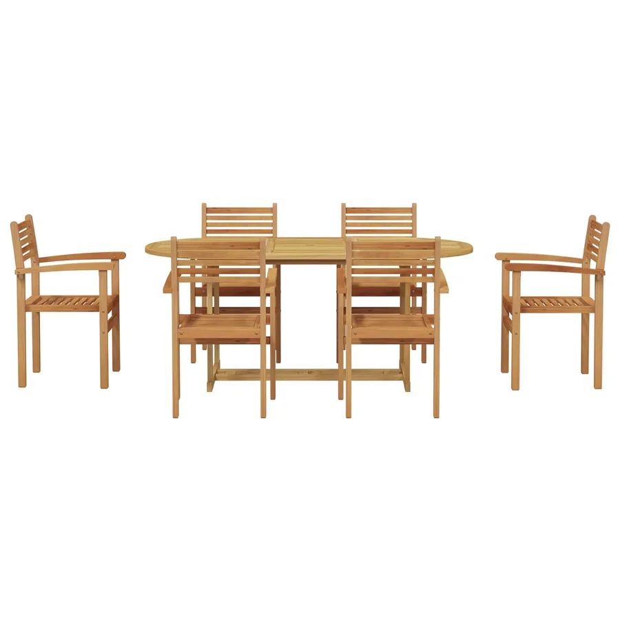 Ensemble de salle à manger pour jardin 7 pcs Marron - 7