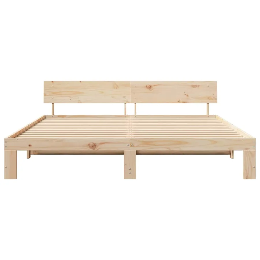 Cadre de lit avec tête de lit Naturel 200 x 200 cm Pin massif - 5