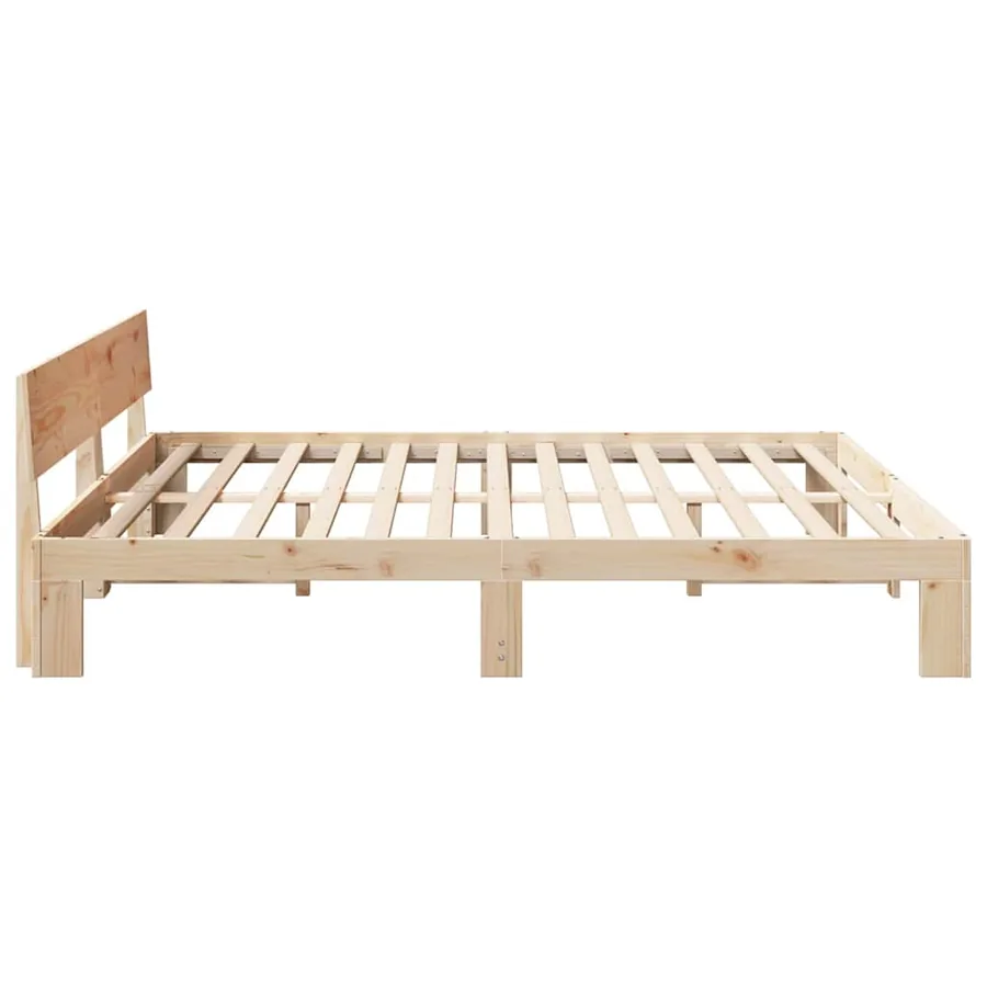 Cadre de lit avec tête de lit Naturel 200 x 200 cm Pin massif - 6