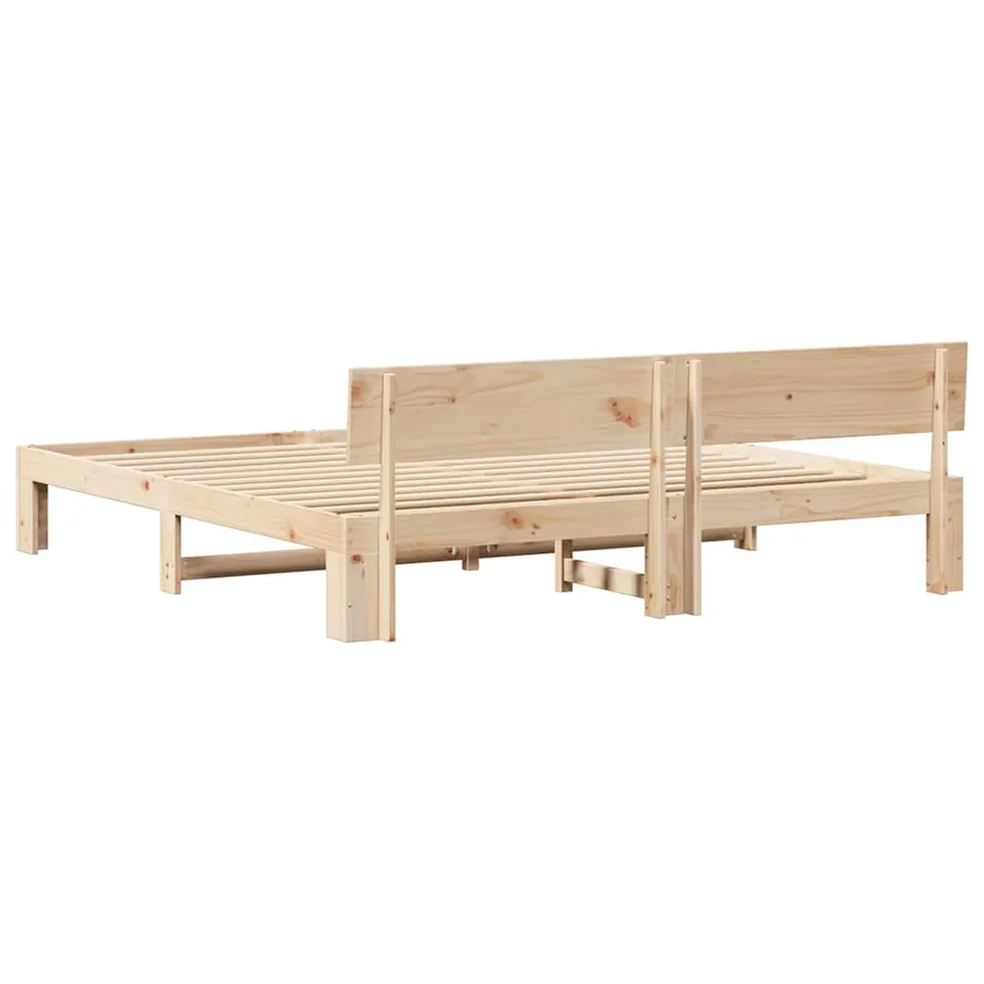 Cadre de lit avec tête de lit Naturel 200 x 200 cm Pin massif - 7