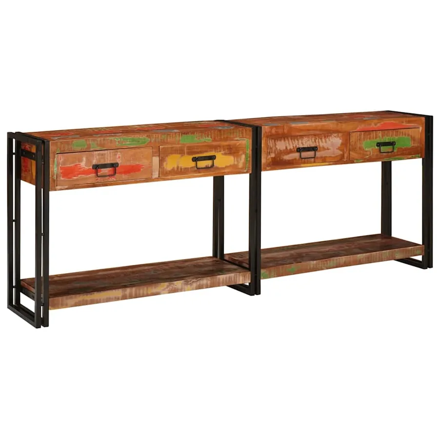 Tables console 2 pcs Multicolore Bois Recyclé Solide