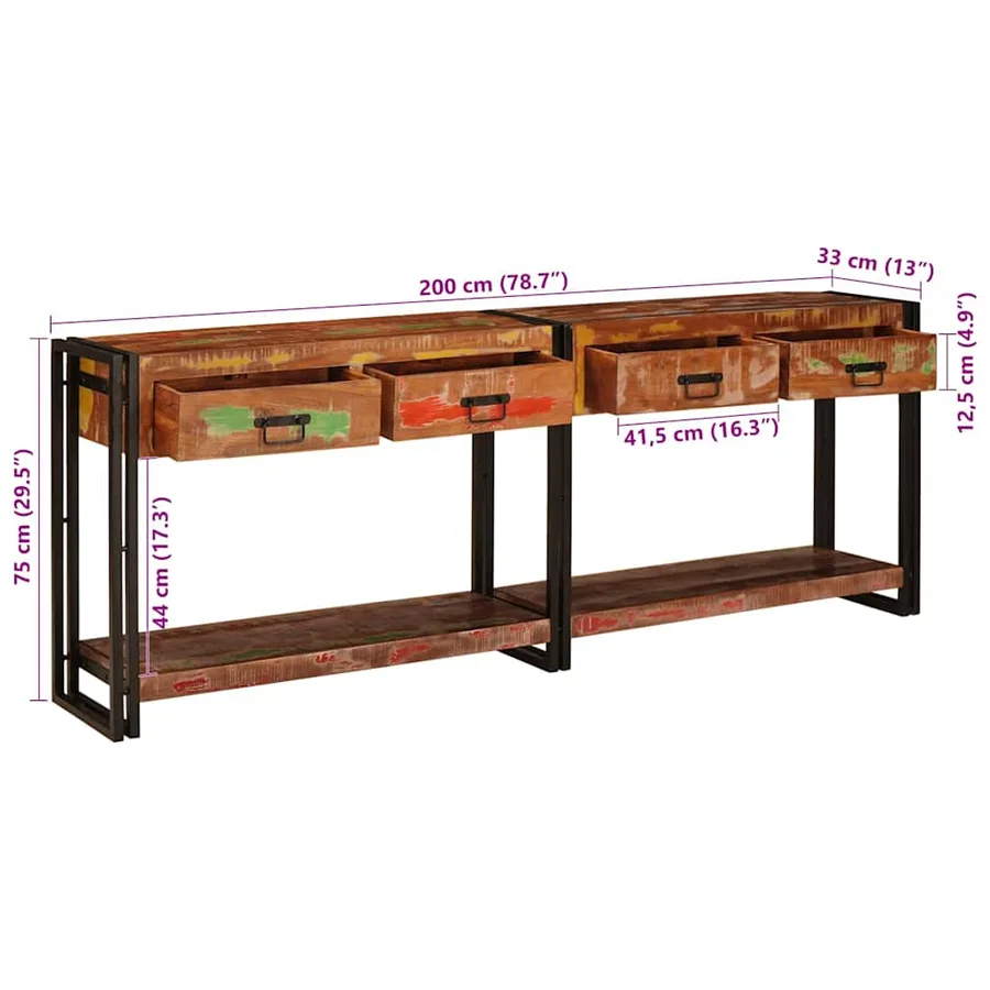 Tables console 2 pcs Multicolore Bois Recyclé Solide - 13