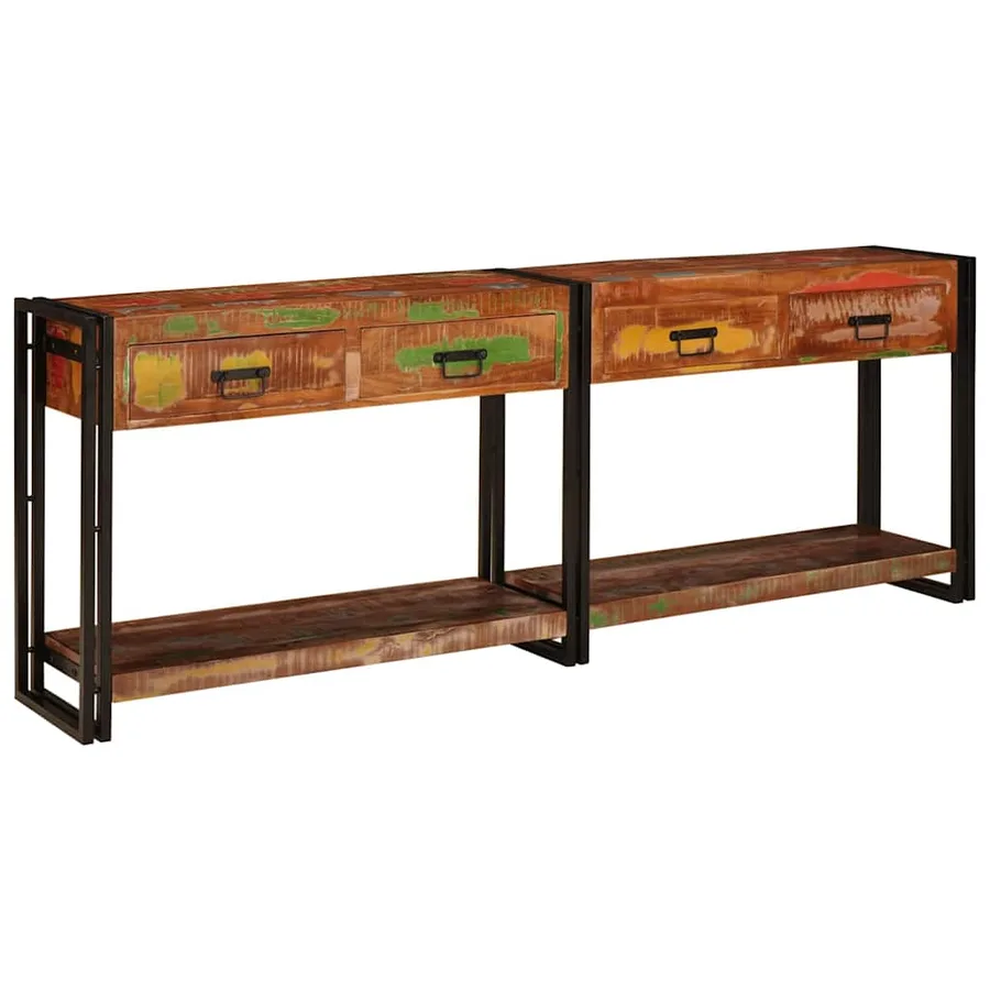 Tables console 2 pcs Multicolore Bois Recyclé Solide - 2