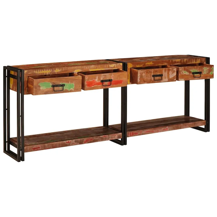 Tables console 2 pcs Multicolore Bois Recyclé Solide - 4
