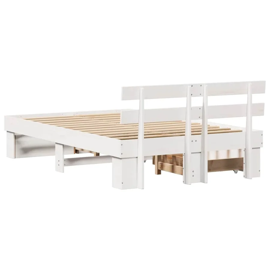 Cadre de lit avec tête de lit Blanc 135 x 190 cm Pin massif - 10