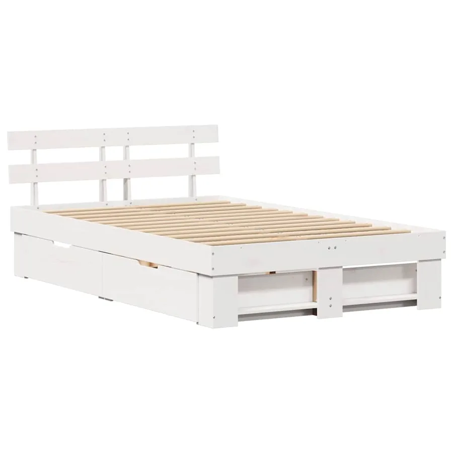 Cadre de lit avec tête de lit Blanc 135 x 190 cm Pin massif - 5