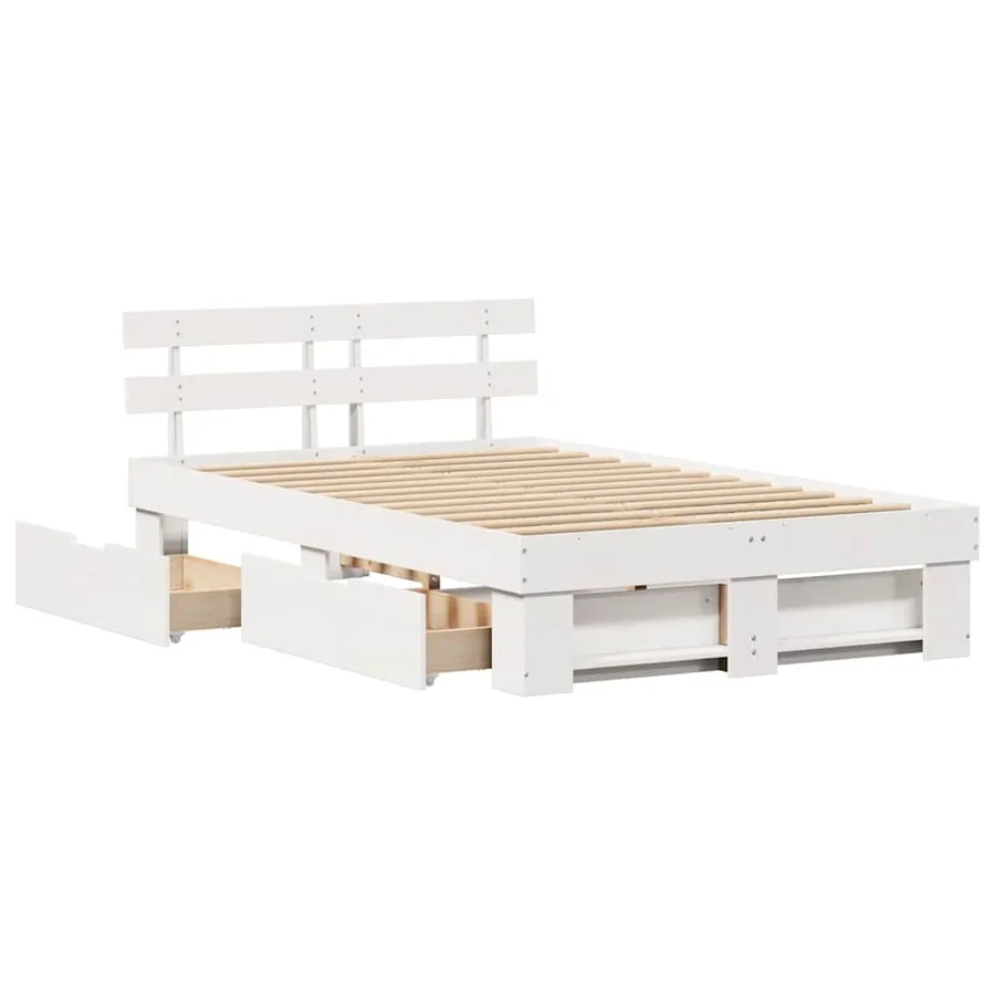 Cadre de lit avec tête de lit Blanc 135 x 190 cm Pin massif - 6