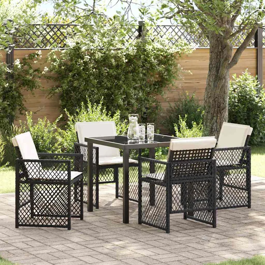 Ensemble de salle à manger pour jardin 5 pcs Noir polyrotin