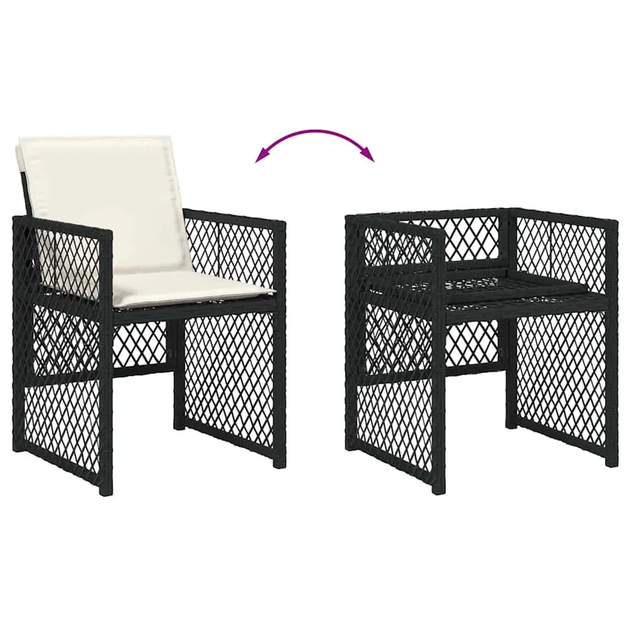 Ensemble de salle à manger pour jardin 5 pcs Noir polyrotin - 10