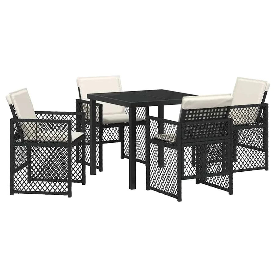 Ensemble de salle à manger pour jardin 5 pcs Noir polyrotin - 2